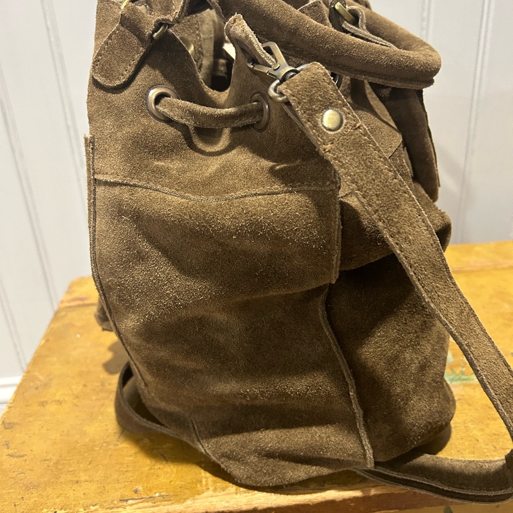 Suede Slouchy Drawstring Bag - Picture 2 of 7